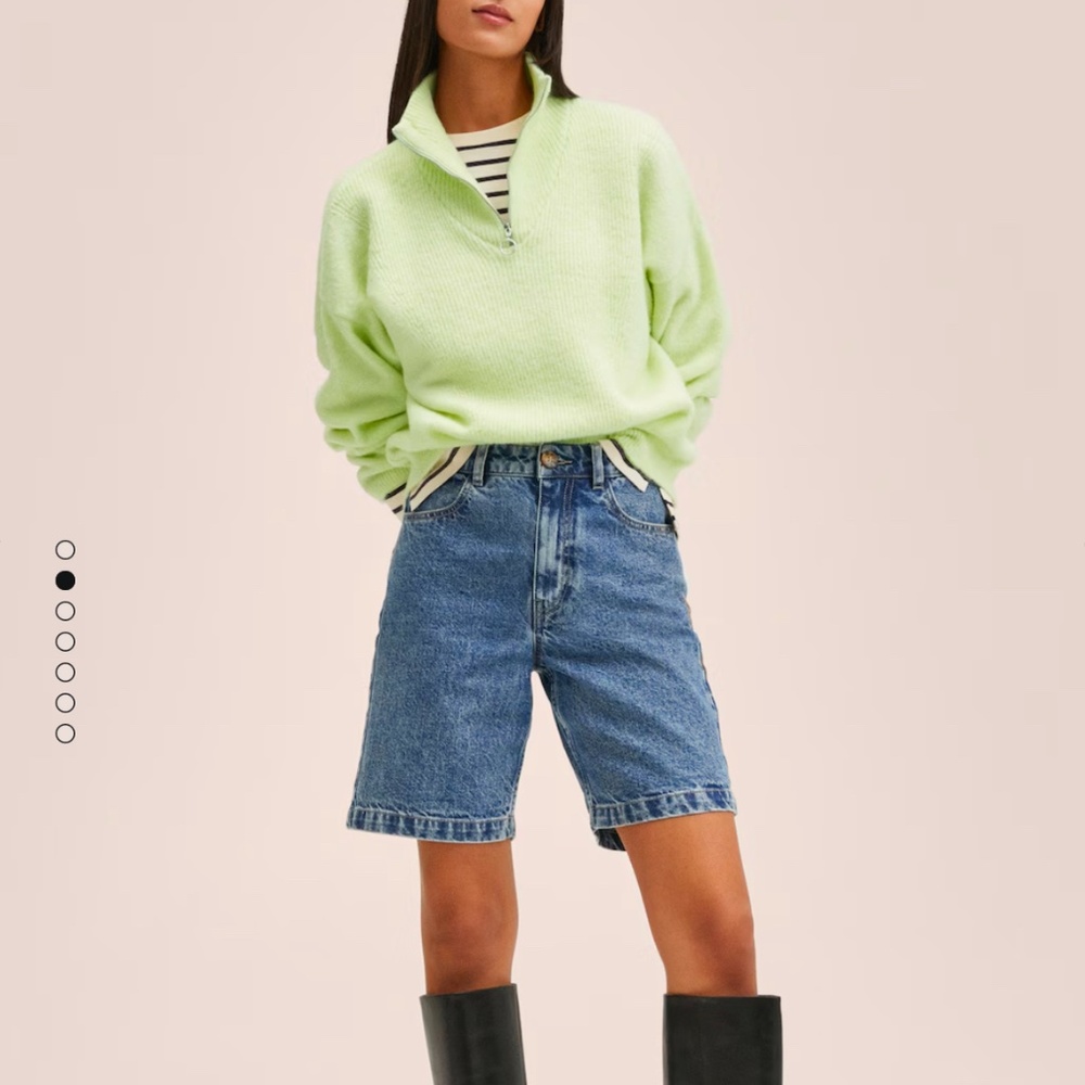 Mango half zipper green sweater - Picture 2 of 7